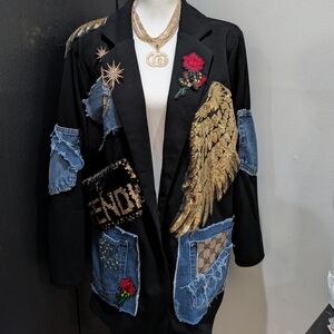 Black and Gold Embellished Women's Jacket